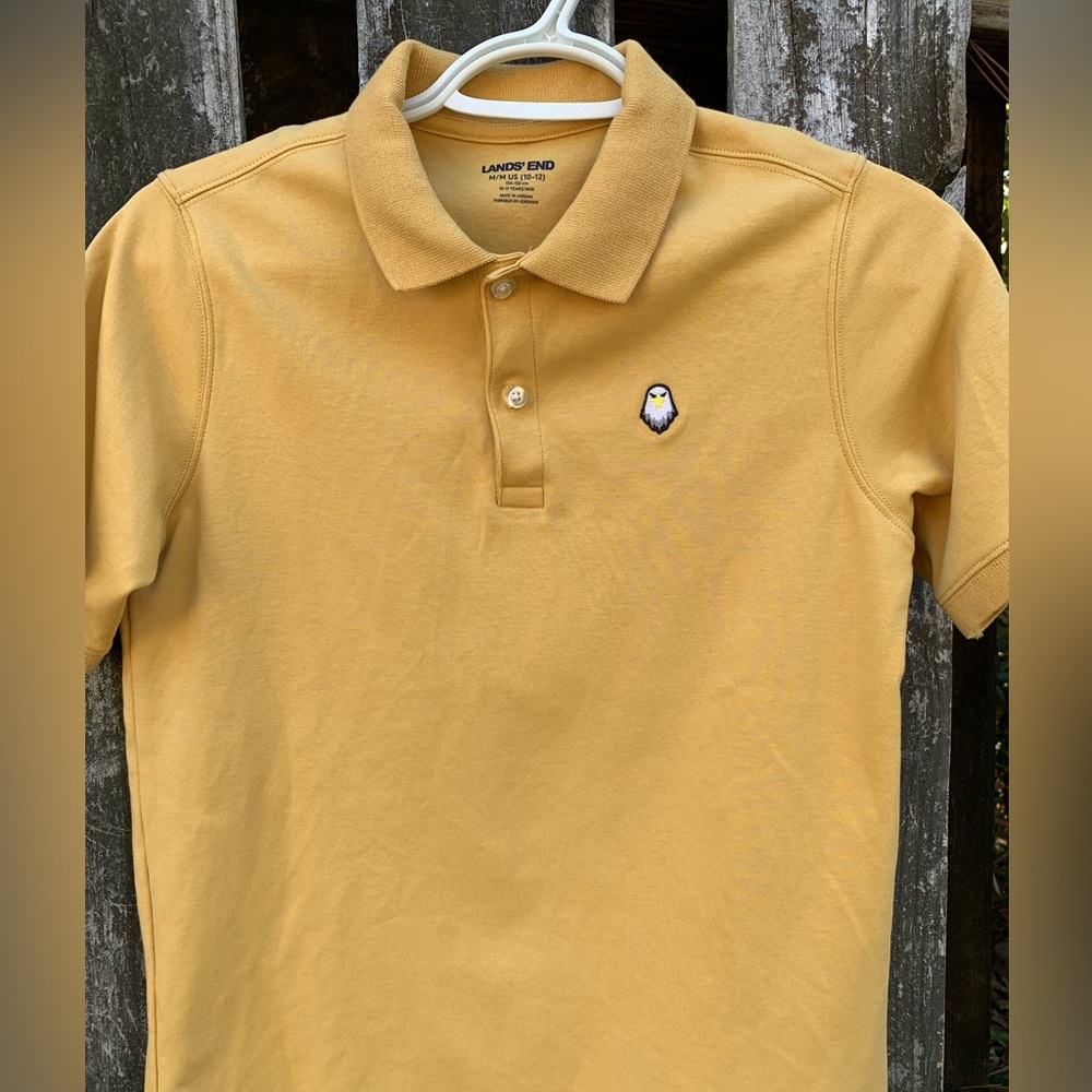 Lands End Boys Gold Polo Shirt M 10-12 Like New